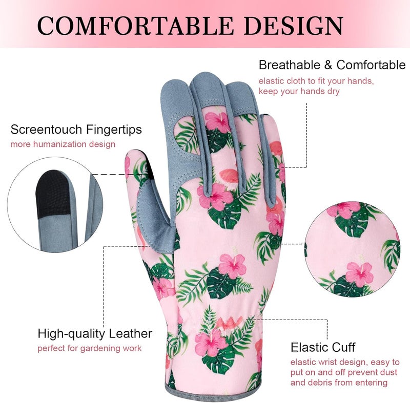 MERTURN Store Leather Gardening Gloves for Women Thorn Proof Garden Gloves Touch Screen Working Gloves Gifts,M - Image 3